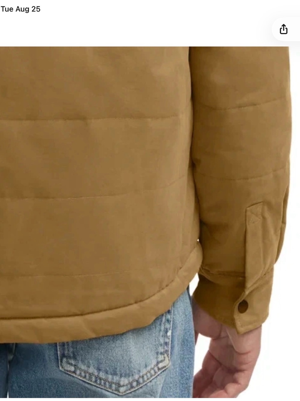 NWT Hurley Men’s Sherpa Lined Quilted Canvas Shacket Jacket Tan L - Picture 5 of 14